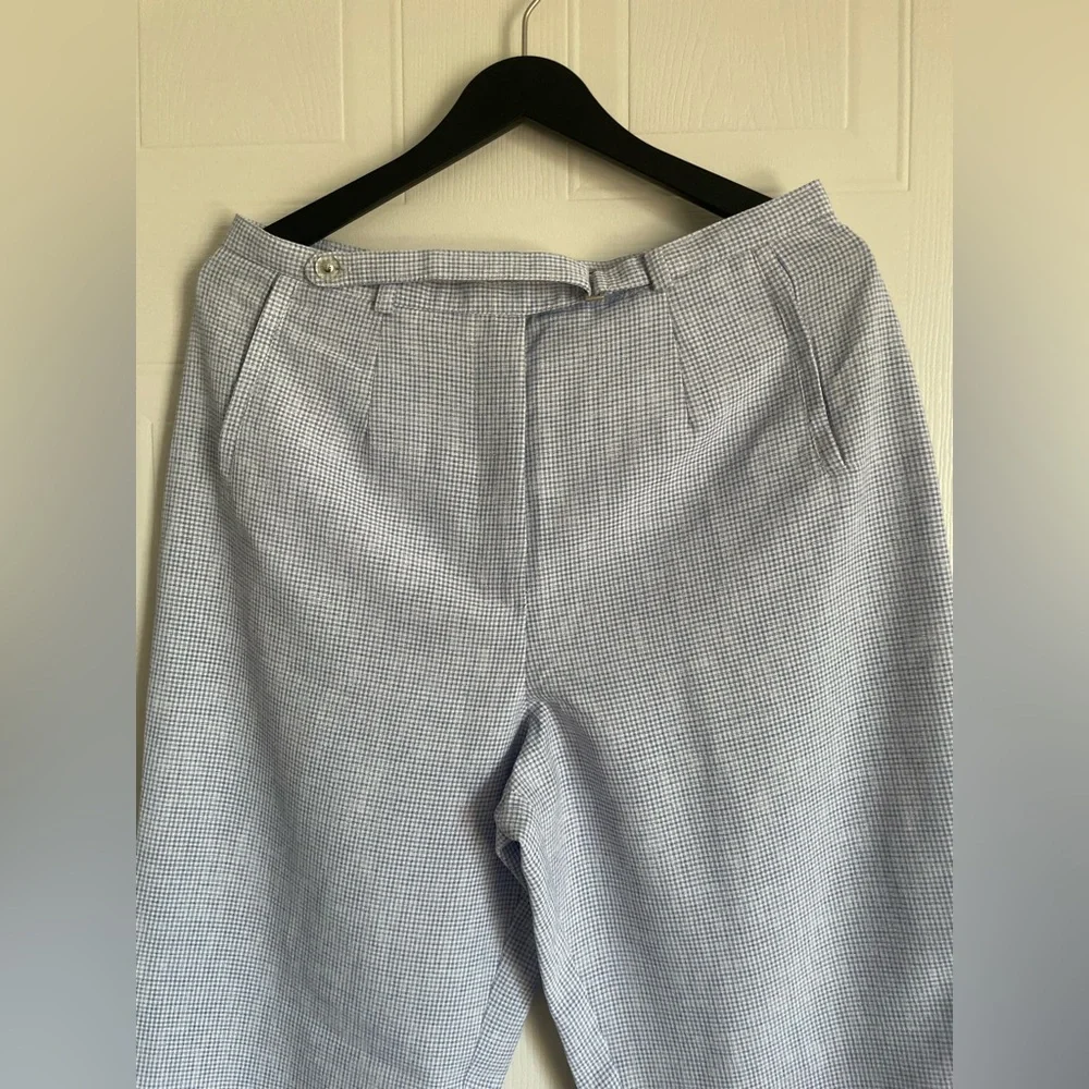 Gingham Tapered Trousers Blue White Sz 14 - Picture 3 of 14